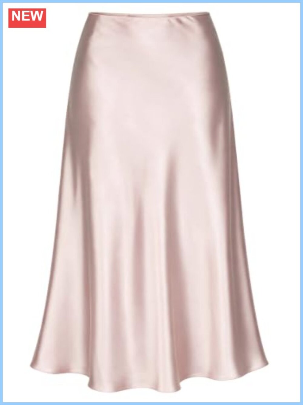 Silky Satin Midi Skirt A Line High Elastic Waist Flowy
